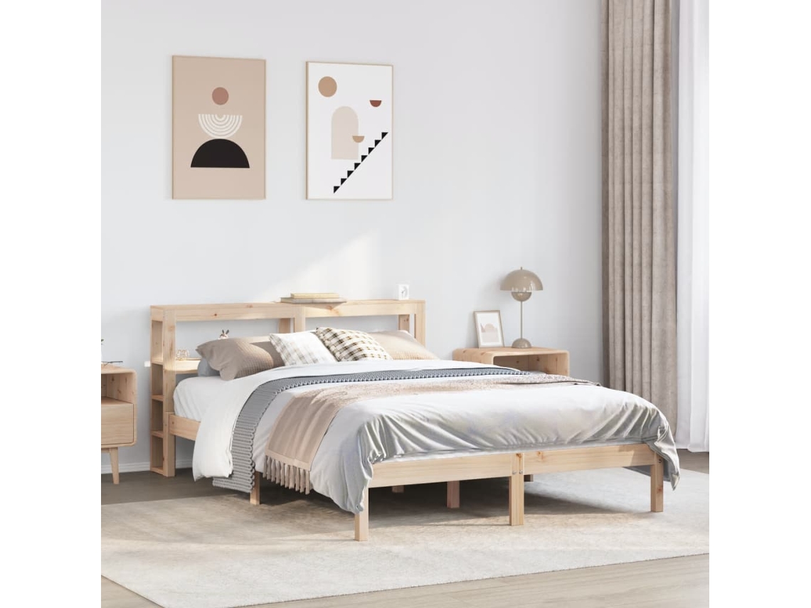 Vidaxl Cama Sem Colchão 160x200 Cm Madeira De Pinho Maciça