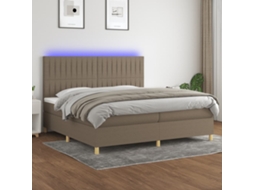 Vidaxl Cama Box Spring Colchão/led 200x200cm Tecido Cinza-acastanhado