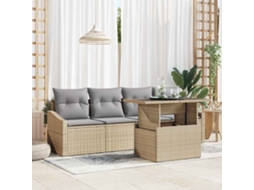 Vidaxl Conjunto De Sofá De Jardim 5 Unid. Bege E Cinza Claro Vime Pe