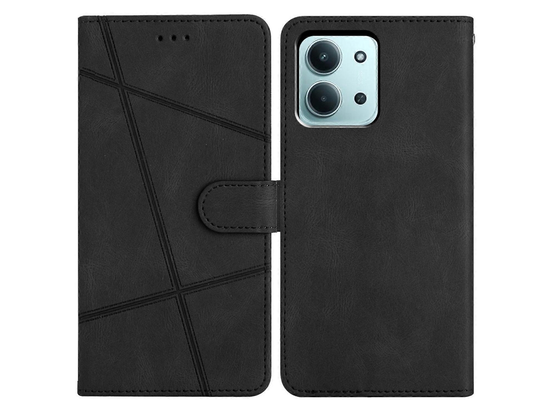 Capa Tipo Carteira Tkdaddy Para Xiaomi Redmi 15c 4g (global) (171 Mm) / Poco C85 4g Com Estampa De Pele Sensível Ao Toque, Preta