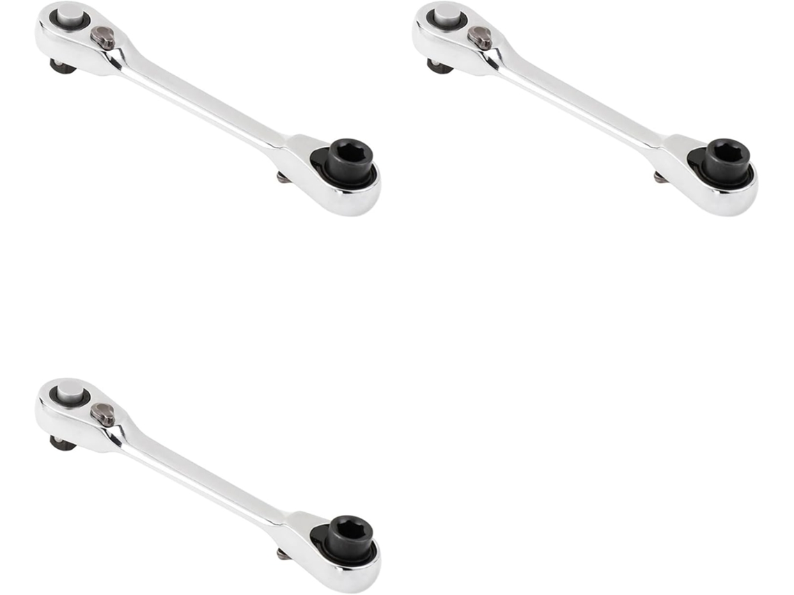 De 3 Mini Chaves Catraca Encaixe Rápido Com Duas Pontas 1/4" E Cabo