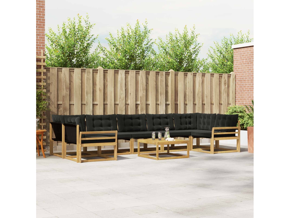 Vidaxl Conjunto De Sofás Para Exterior 8 Unid. Branco E Preto