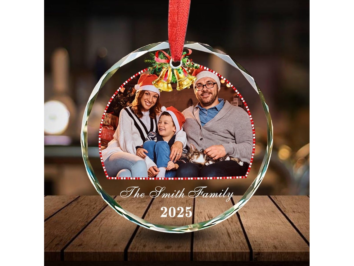 Ornamento Personalizado Em Verre De Cristal Com Foto, Decoração De Sapin De, Cadeau For Familia, Casais,