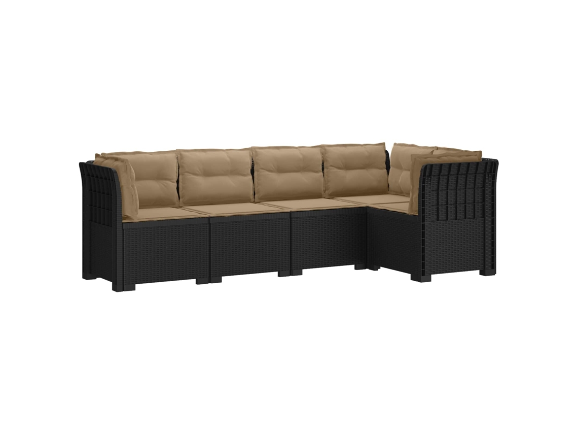 Vidaxl Sofá De Jardim De 5 Pessoas Com Almofadas Visual De Rattan Pp