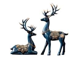 Estátua de Reindeer Natal Resina 29cm Nova Line S/MARCA