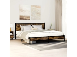 Vidaxl Estrutura De Cama Sem Colchão 180x200cm Metal Carvalho Fumado