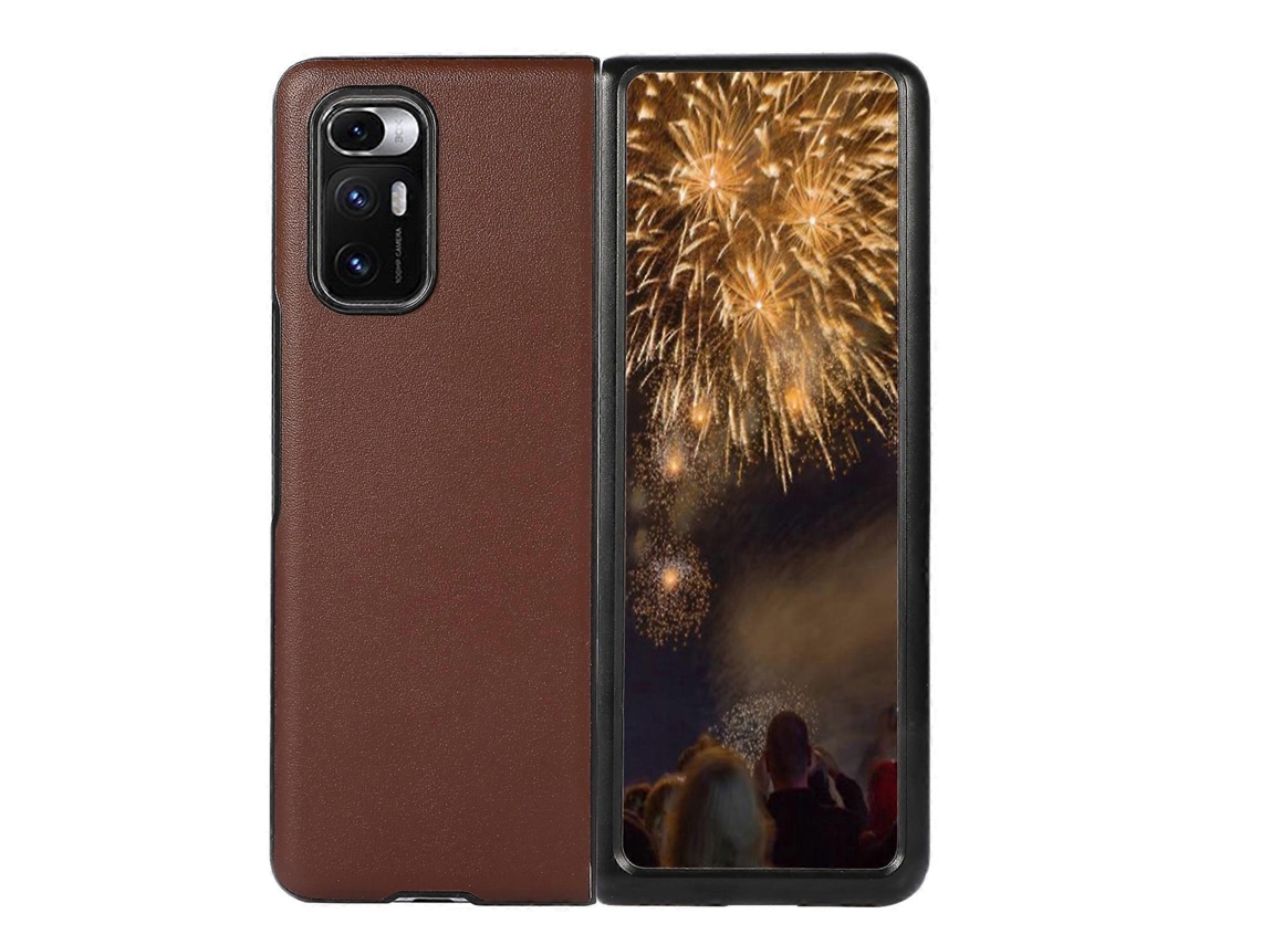 Capa Protetora Dobrável Em Couro Com Textura De Pele De Cordeiro Para Xiaomi Mi Mix Fold