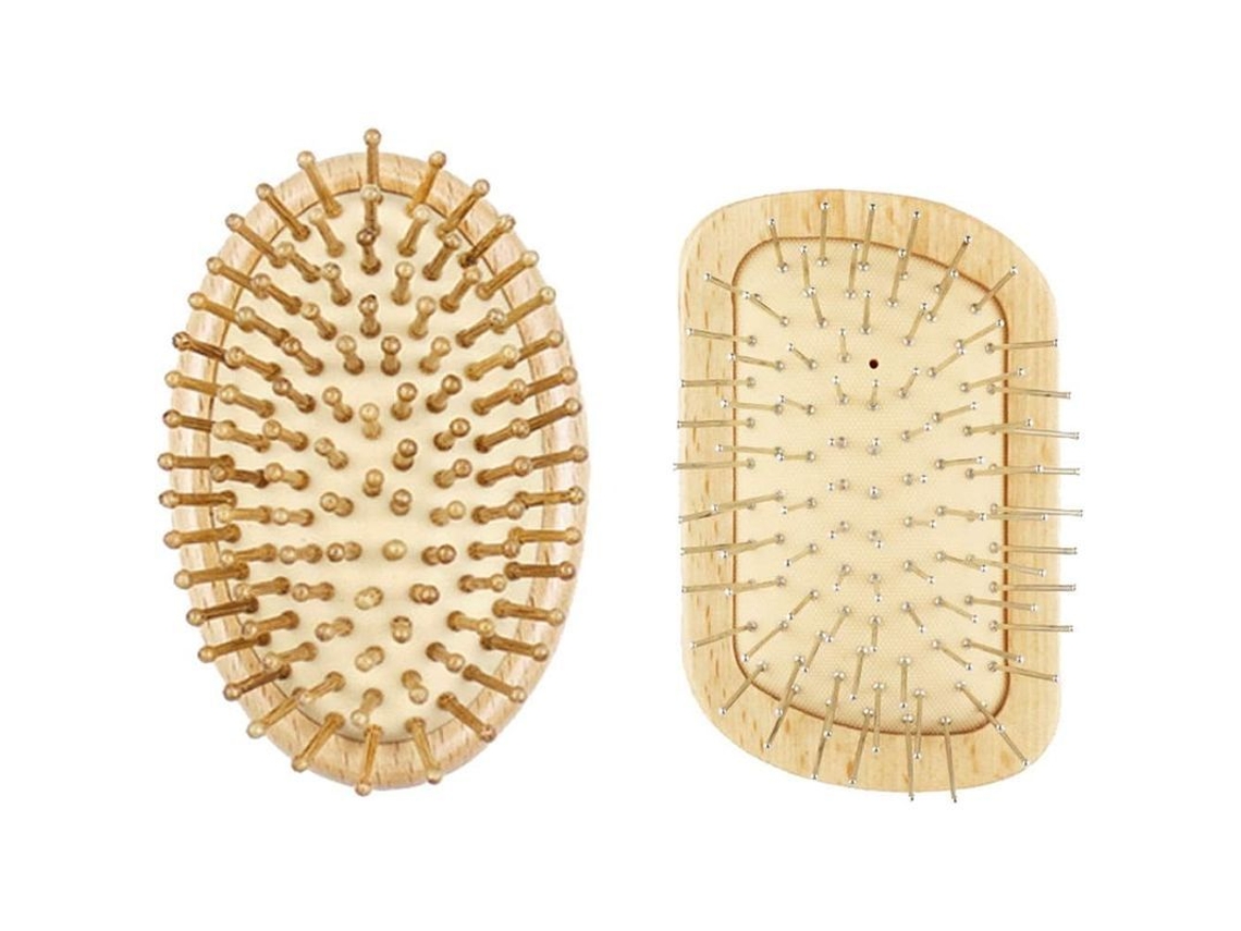 Peine De Cabelo 2 Peças Antiestático Madeira Escova Acolchada Redução De Frizz Para Mulher Homem Todos Os Tipos De Cabelo