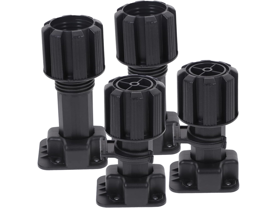 Conjunto De 4 Pés Nivelamento Ajustáveis E Resistentes Para Móveis, Em Plástico Preto, Ideais Para Cômodas