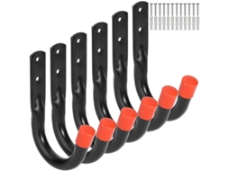 Ganchos de Armazenamento para Garagem Reforçados, Pretos, Pacote com 6 Unidades BRILVIBERA