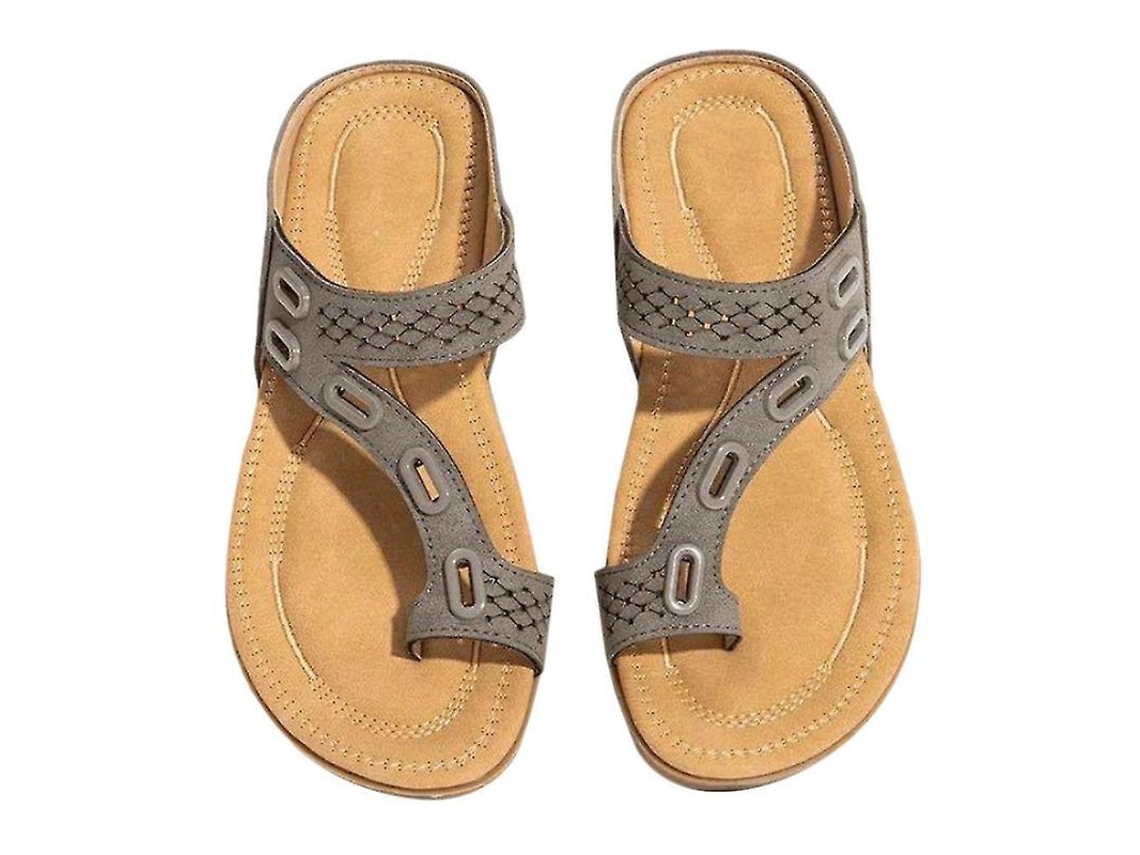 Chinelos Ortopédicos Verão Mulher Anel Dedos, Planos, Slip On Tamanhos Variados Cinza | S/MARCA