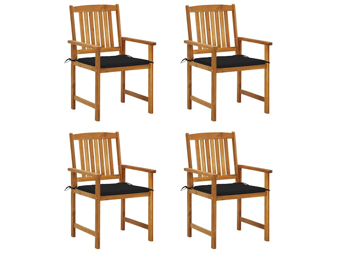 Vidaxl Cadeiras De Jardim C/ Almofadões 4 Pcs Madeira De Acácia Maciça