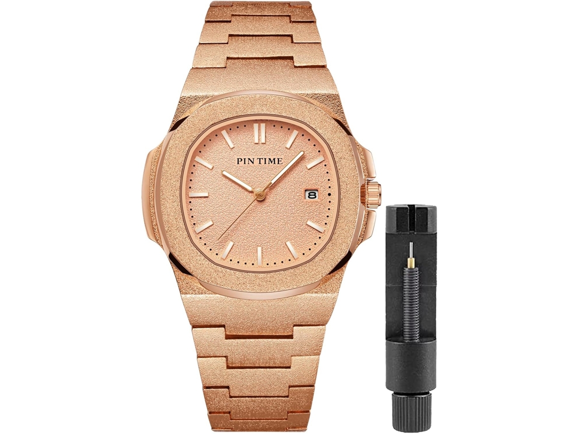 Lurelia Relógio Masculino, Movimento De Quartzo, Data/calendário, Luminoso, Aço Inoxidável, Abs, Rosa Ouro