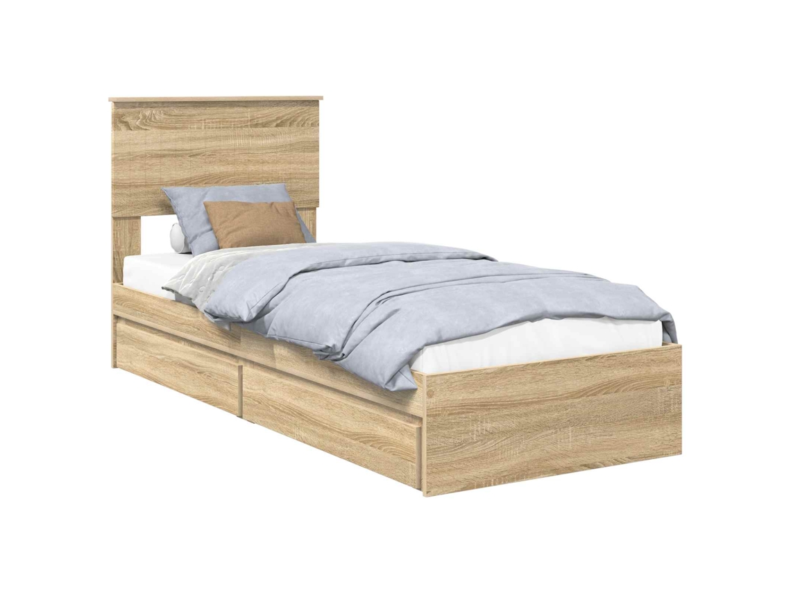 Cama com Armazenamento com Gaveta Carvalho Sonoma 75 X 190 Cm VIDAXL