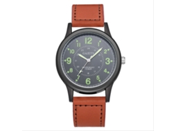 Relógio masculino Gaiety, analógico, de quartzo, com pulseira de PU e mostrador redondo em liga metálica preta.
