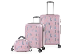 Conjunto de Malas ITACA Personalizadas Pc ITACA Pena de Base Rosa 44X65X25 Cm 63L