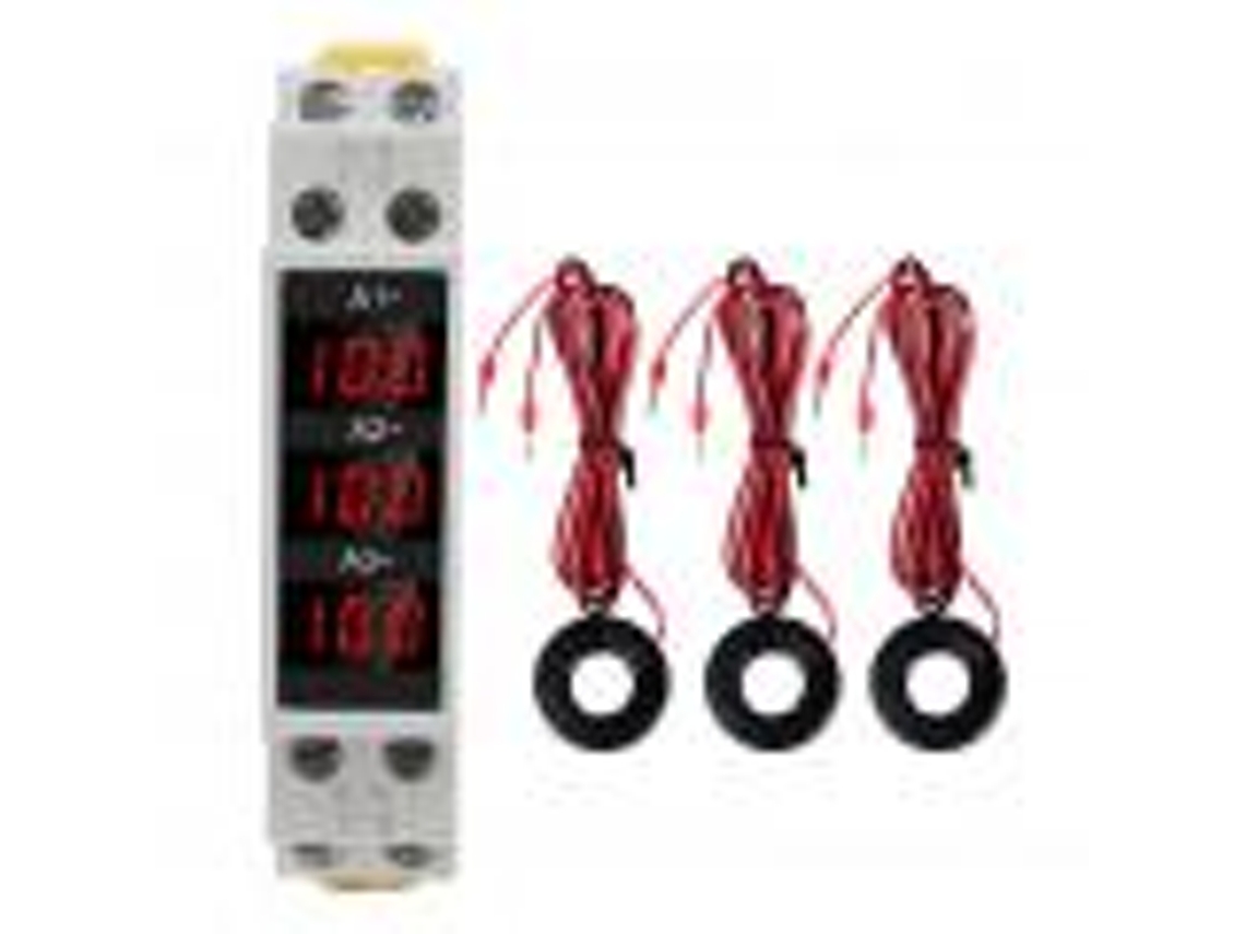 Ammeter Trifásico Rail Din Com 3 Sensores, Display Led Digital E Alta Precisão Ac80 500v 1 100a