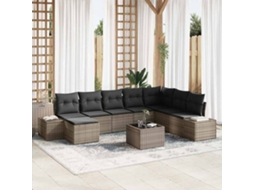 Vidaxl Conjunto de Sofá de Jardim com Almofada 8 Pcs Cinzeto Vime Pe