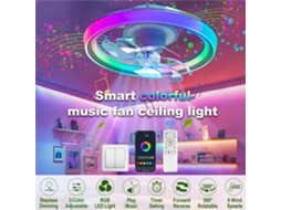 Branco-[eu Direct] Elfeland 90w 48cm Led Rgb Ventilador De Teto Inteligente Com Alto-falante Integrado Sincronização Musical Rotação 360° Ventilador Si