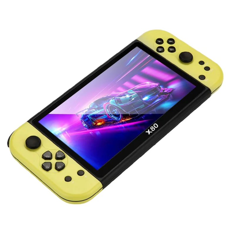 Consola De Jogos Portátil Halinuia Para X80, Ecrã Hd 7,0 Polegadas, 20000 Jogos - Amarelo Fluorescente