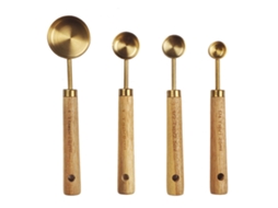 Conjunto de Copos Medidores de Aço Inoxidável Polido em Dourado para Secos e Líquidos NEVEANCE
