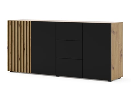 Cómoda AKL FURNITURE PRIVATE Auris (Bege e Preto - Madeira engenheirada - 180x42x82 cm)