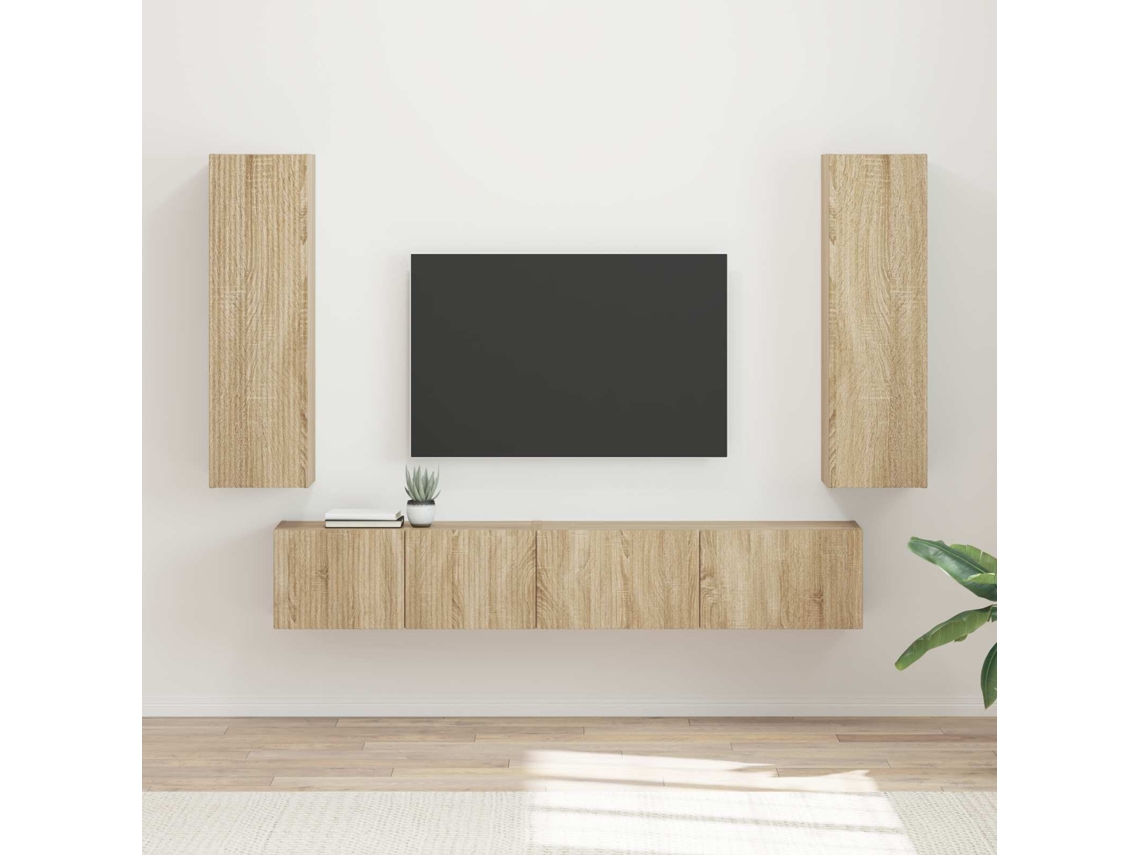 Vidaxl Conjunto De Móvel De Tv Montado Na Parede 3 Pcs Carvalho Sonoma