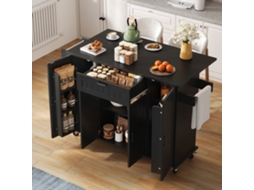 Ilha Cozinha 120x45(70)x95cm: Dobrável, 4 Portas 1 Gaveta. Toalha Duplo. Branco. Cs