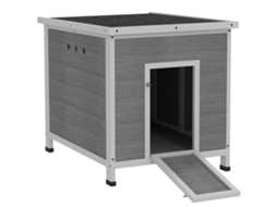 Galinheiro de Pato Madeira de Abeto 63x82x76cm, Porta Lateral e Ventilação, Telhado de Asfalto Impermeável, Abrigo para Aves, Cinza Claro