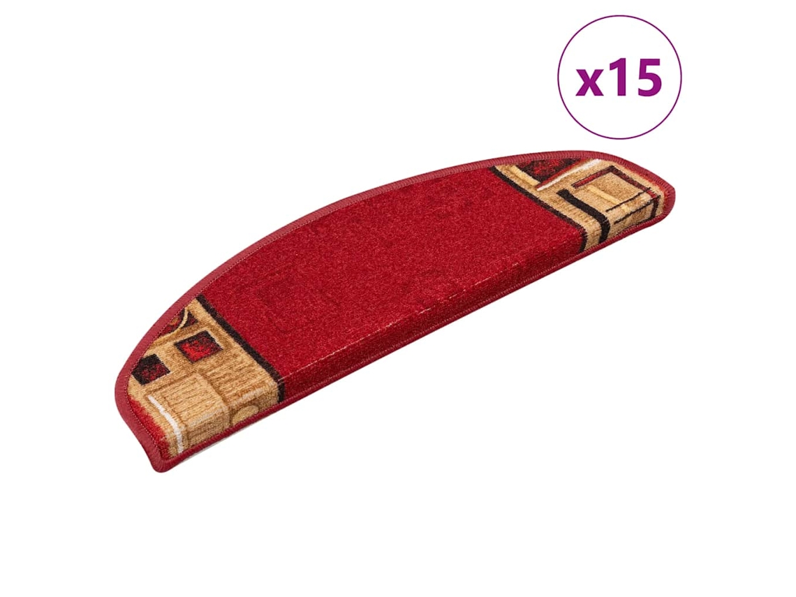 Vidaxl Tapetes De Escada Adesivos 15 Pcs 65x21x4 Cm Vermelho