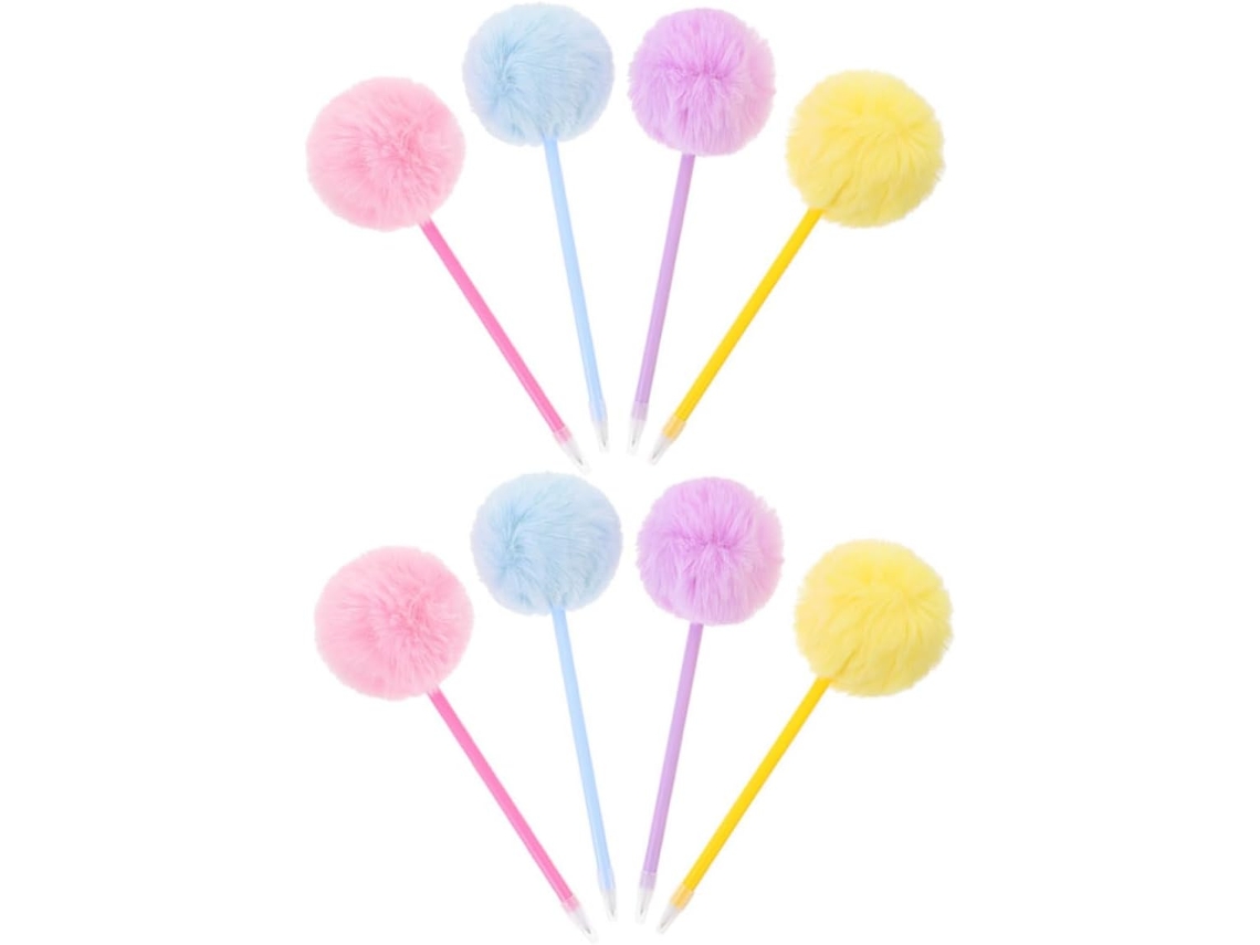 Conjunto De 8 Canetas Com Pompons Fofinhos E Canetas De Pelúcia Para