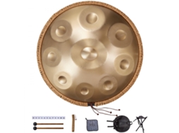 Handpan Em Aço Dourado 550mm Com 9 Notas Afinadas Em Ré Menor Ideal Para Iniciantes E Relaxamento Tekmaquinas