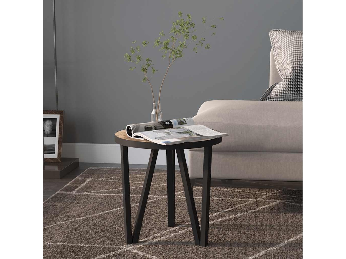 Vidaxl Mesa De Centro Ø35 Cm Mdf Preto E Amarelo