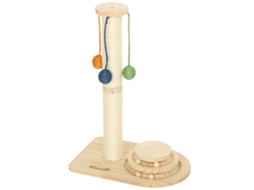 Poste Arranhador Com 3 Bolas Suspensas Brinquedo De De Pista E De Sisal 40x26x56,5 Cm Madeira