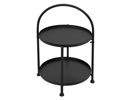 Mesa de Apoio com Dois Níveis Ø 33X45 Cm Preto Metal Dobrável