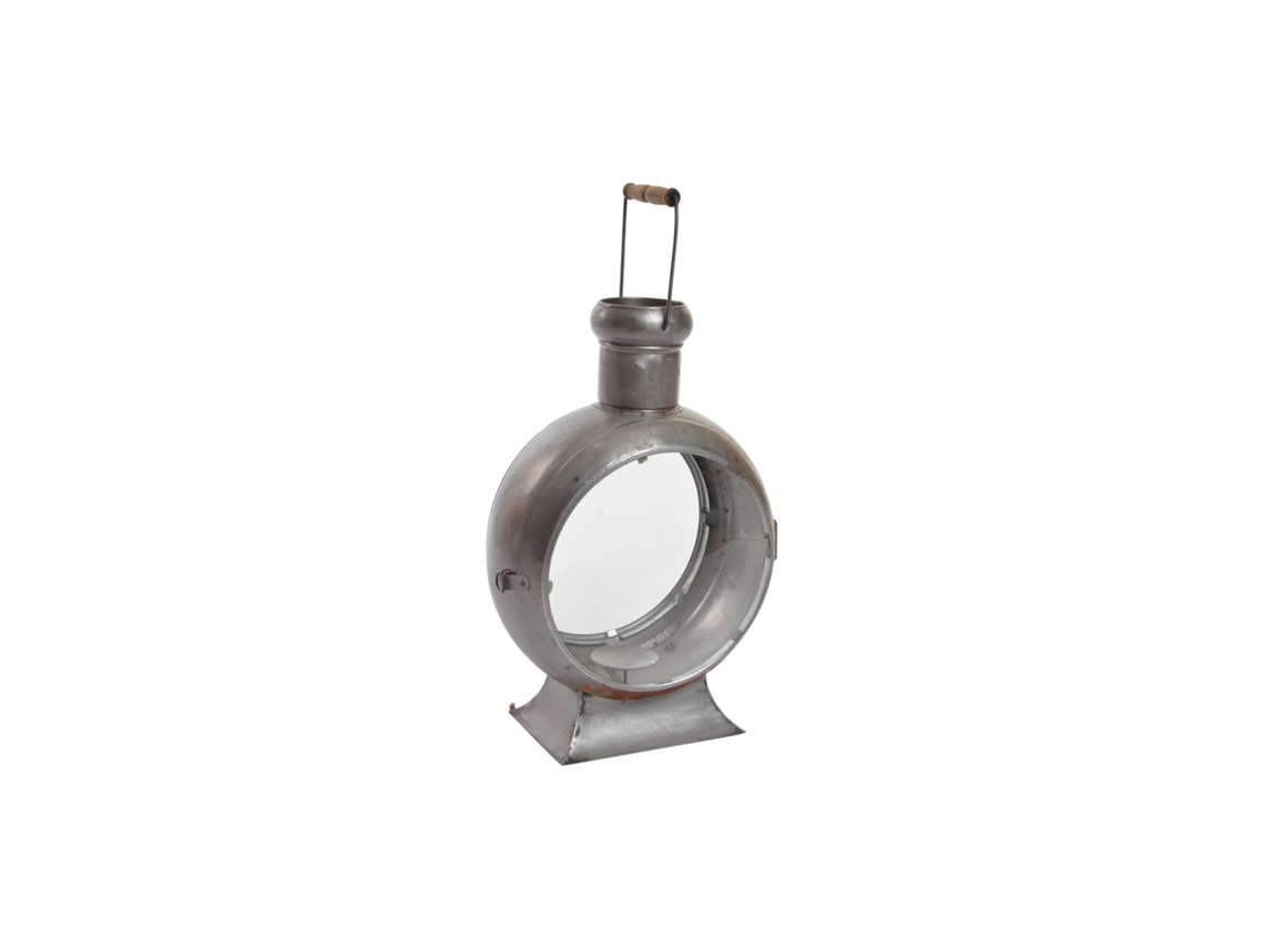 Poste de Iluminação em Metal com Vidro Prateado Envelhecido, 37x22x55cm ALEXANDRA HOUSE LIVING
