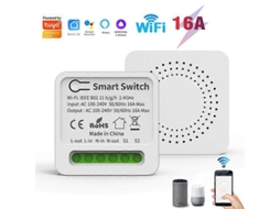 Mini Interruptor Wifi Tuya 16a com controle remoto e temporizador para automação
