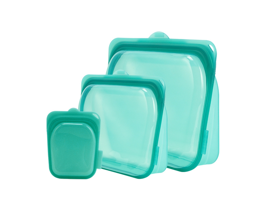 Sacos De Silicone Reutilizáveis Para Armazenamento De Alimentos, 3 Unidades À Prova De Vazamentos Para Congelamento, Livre De Bpa