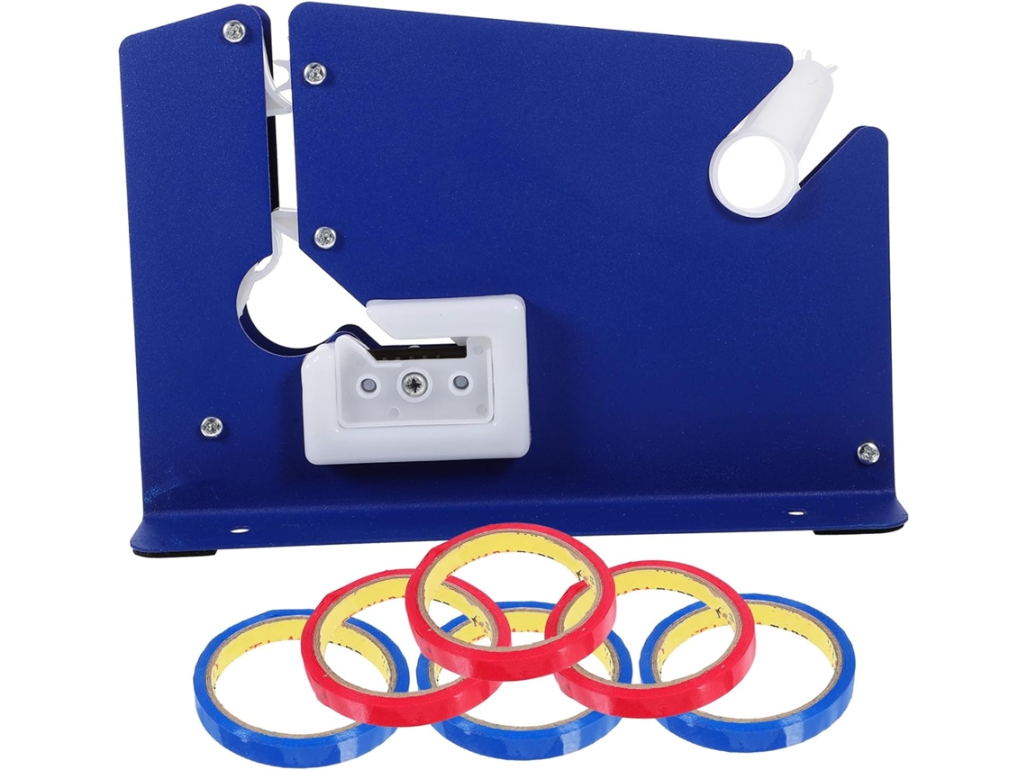 Dispensador de fita adesiva Hemoton com cortador de 12 mm para sacolas, inclui 6 rolos, ideal para supermercados e