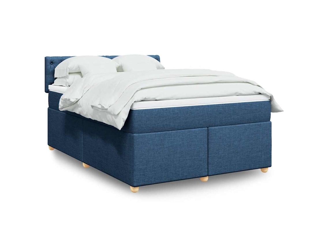 Vidaxl Cama Com Molas/colchão 140x190 Cm Tecido Azul