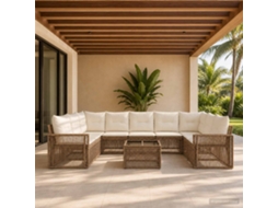 Vidaxl Conjunto De Sofá De Jardim 10 Unid. Bege E Branco Creme Vime Pe