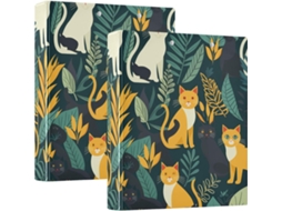 Pasta Escolar Redonda De 1, 5 Polegadas Com Estampa De Gato Amarelo, Bolsos Internos, Pacote Com 200 Folhas 1 2