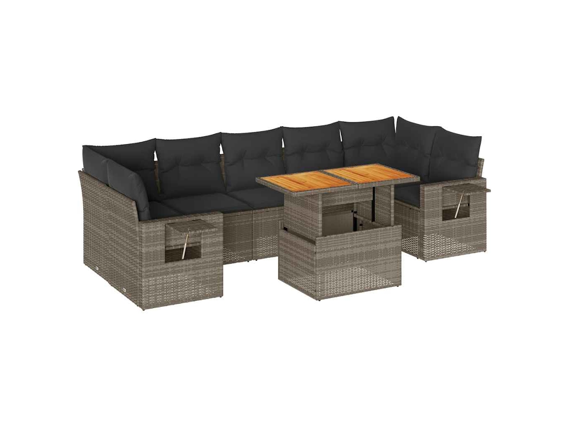 Conjunto de 8 Sofás de Jardim com Almofadões Vime Pe Cinzento MAISON EXCLUSIVE (8 pcs)