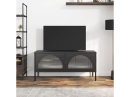 Vidaxl Armário De Tv 105x35x50 Cm Vidro E Aço Preto