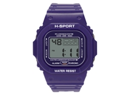 Reloj Electrónico Deportivo Estilo Cuadrado Luminoso Impermeable Cuerda Pvc Morado