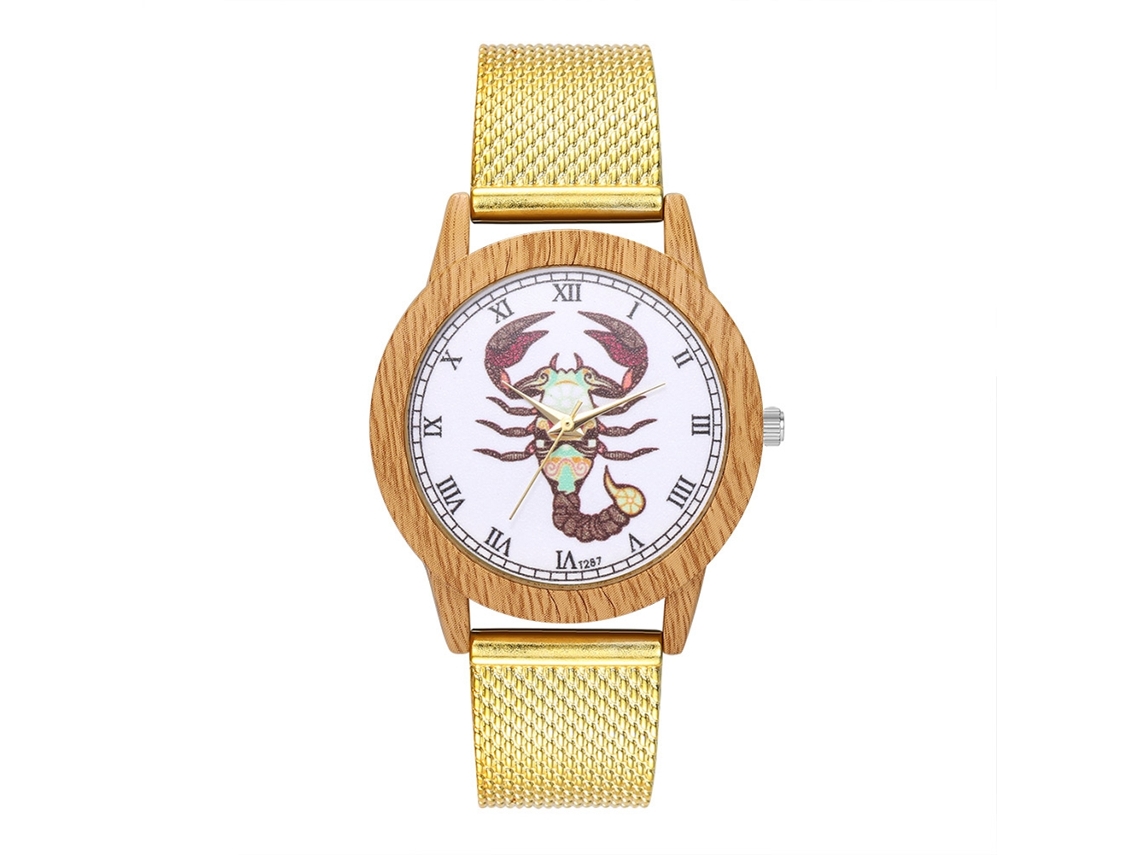 Reloj De Pulsera De Aleación Unisex Con Dial Redondo Analógico Cuarzo (oro)