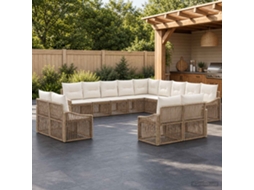 Vidaxl Conjunto De Sofá De Jardim 13 Pcs Bege Vime Pe