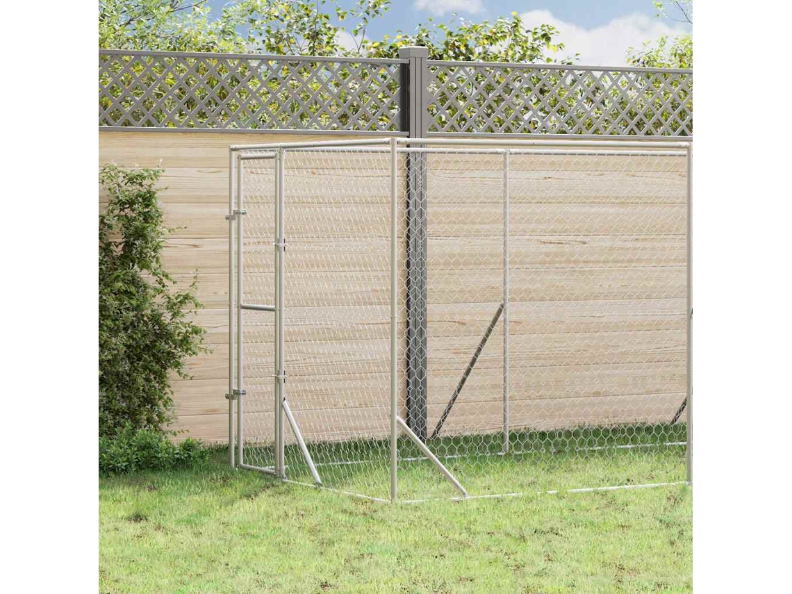 Vidaxl Canil De Exterior 2x14x2 M Aço Galvanizado Prateado