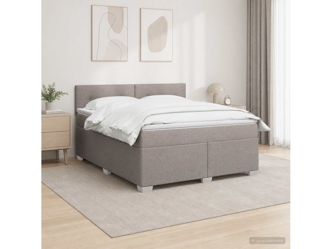Vidaxl Cama Box Spring Com Colchão Cinzento-acastanhado 180 X 200 Cm
