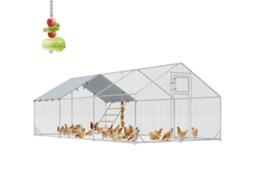 Galinheiro Para Prata Exterior 3x6 M Galinheiro De Aço Galvanizado Com Comedouro Suspenso Tipo Espeto Poleiro Anti-uv